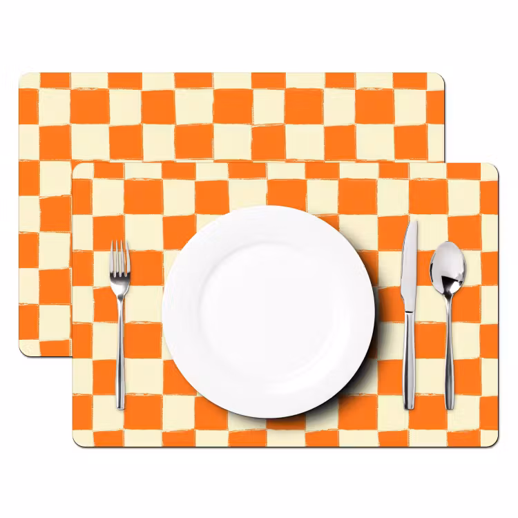 Schaak - Patroon - Oranje Placemat vinyl groot 368 -zzsfeer2_Kitchenyeah-website