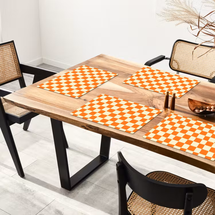 Schaak - Patroon - Oranje Placemat vinyl groot 368 -zzsfeer4_Kitchenyeah-website