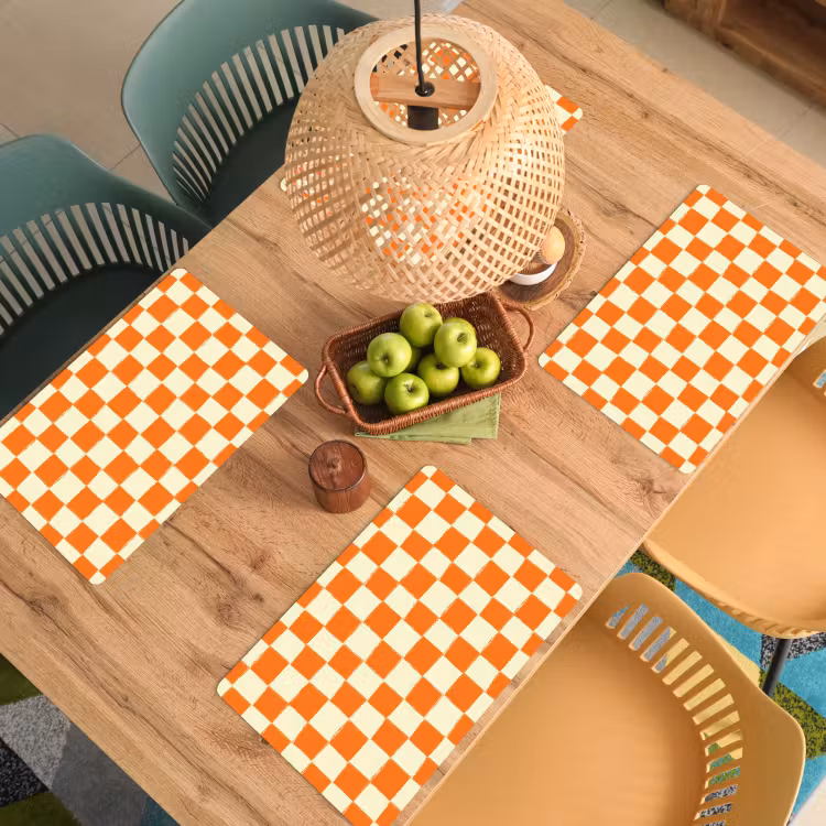 Schaak - Patroon - Oranje Placemat vinyl groot 368 -zzsfeer5_Kitchenyeah-website