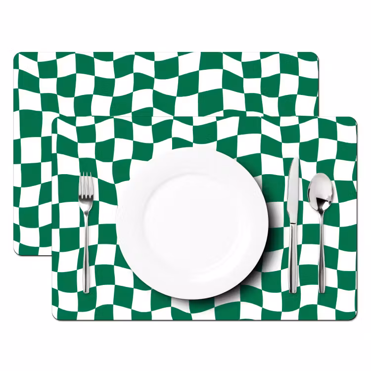 Schaakbord - Golvend - Groen Placemat vinyl groot 368 -zzsfeer2_Kitchenyeah-website