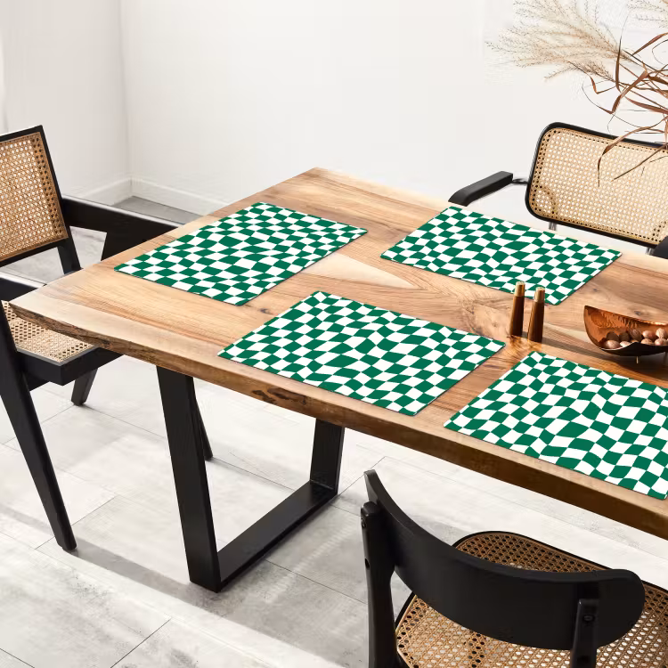 Schaakbord - Golvend - Groen Placemat vinyl groot 368 -zzsfeer4_Kitchenyeah-website