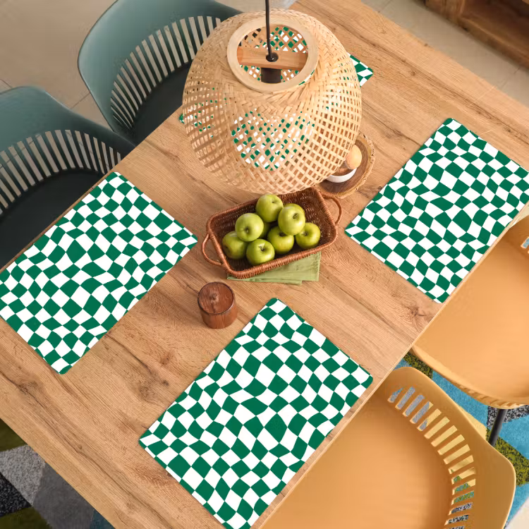 Schaakbord - Golvend - Groen Placemat vinyl groot 368 -zzsfeer5_Kitchenyeah-website