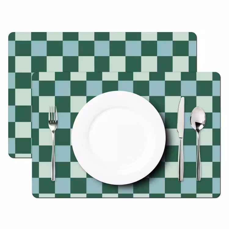 Schaakbord - Klassiek - Groen Placemat vinyl groot 368 -zzsfeer2_Kitchenyeah-website