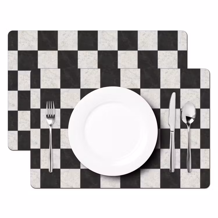 Dambord - Marmer - Zwart - Wit Placemat vinyl groot 368 -zzsfeer2_Kitchenyeah-website