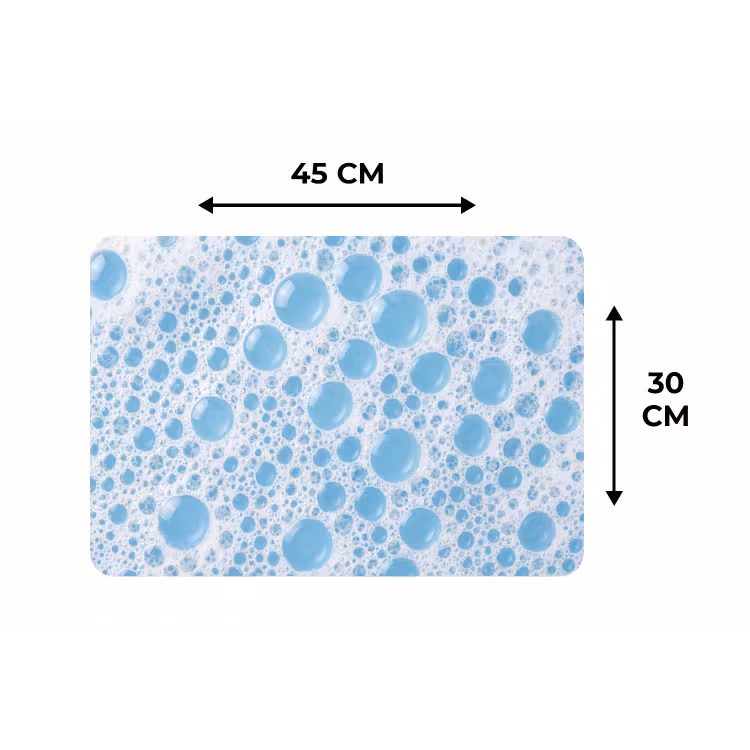 Schuim - Bubbels - Blauw Placemat vinyl groot -specs
