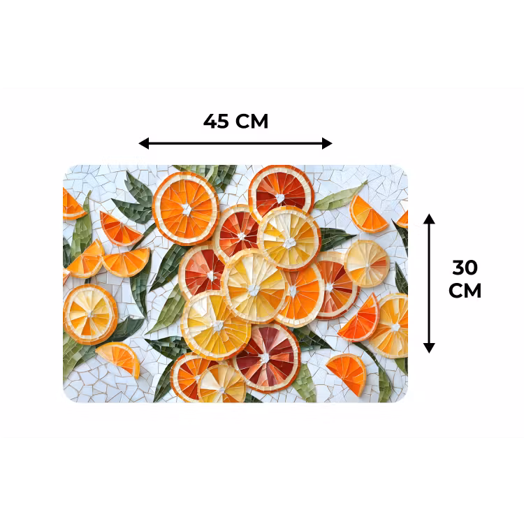 Schijfjes - Fruit - Oranje - Mozaïek Placemat vinyl groot -specs