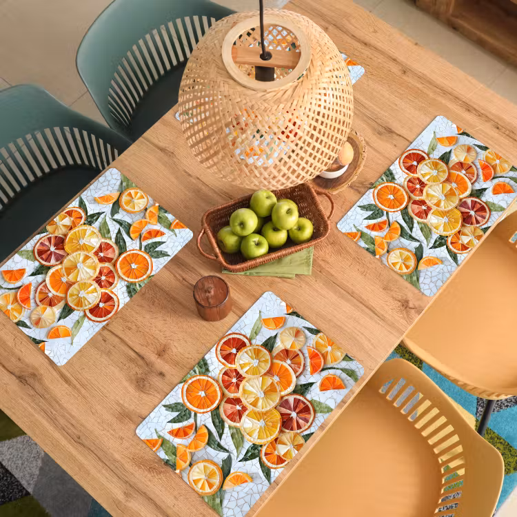 Schijfjes - Fruit - Oranje - Mozaïek Placemat vinyl groot -zzsfeer5_Kitchenyeah-website