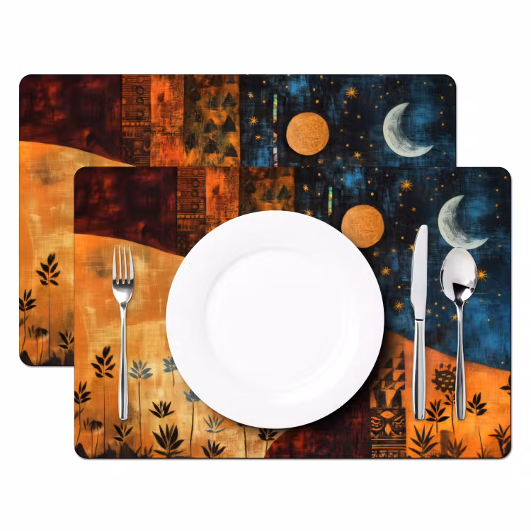 Silhouetten - Abstract - Zon - Maan Placemat vinyl groot -zzsfeer2_Kitchenyeah-website