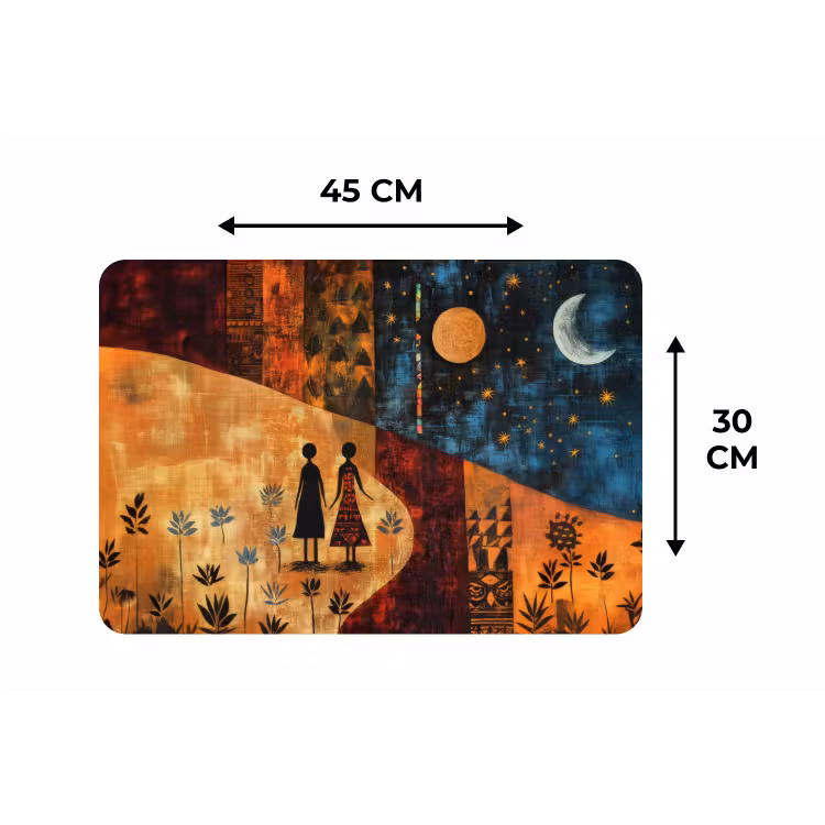 Silhouetten - Abstract - Zon - Maan Placemat vinyl groot -specs