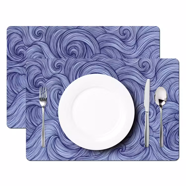Schip - Golven - Zee - Illustratie - Blauw Placemat vinyl groot -zzsfeer2_Kitchenyeah-website