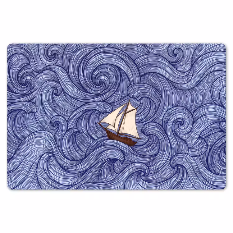 Schip - Golven - Zee - Illustratie - Blauw Placemat vinyl groot -zzsfeer1_Kitchenyeah-website