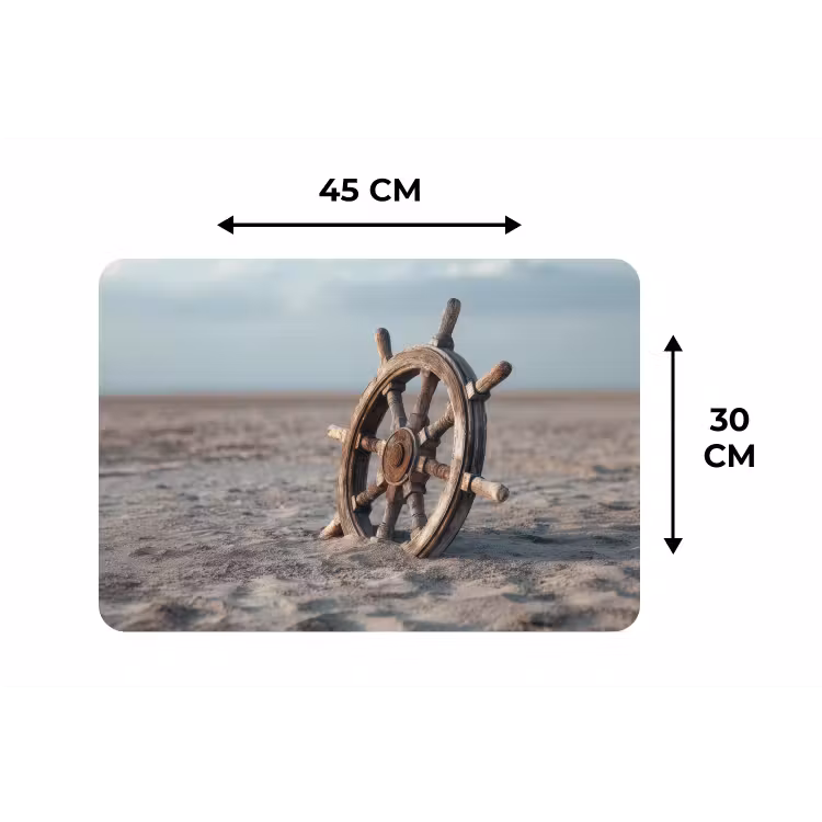Scheepsstuur - Hout - Bruin - Zand Placemat vinyl groot -specs