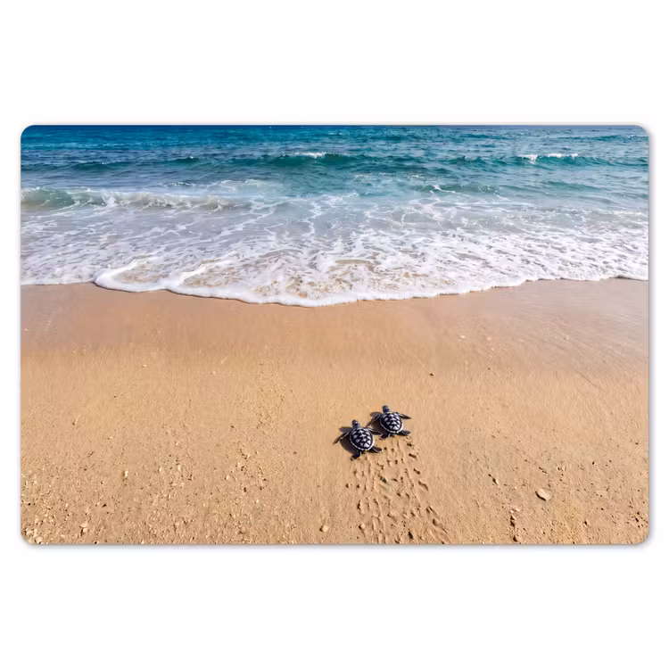 Schildpad - Jong - Strand - Oceaan - Blauw Placemat vinyl groot -zzsfeer1_Kitchenyeah-website