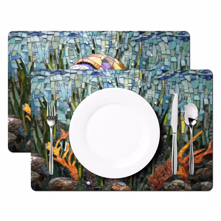 Schildpad - Zeewier - Mozaïek Placemat vinyl groot -zzsfeer2_Kitchenyeah-website