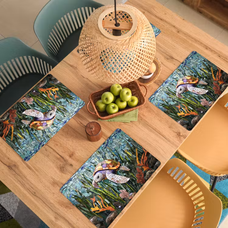 Schildpad - Zeewier - Mozaïek Placemat vinyl groot -zzsfeer5_Kitchenyeah-website