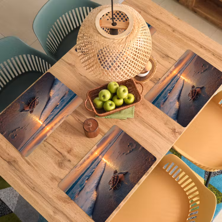 Schildpad - strand - Zonsondergang Placemat vinyl groot -zzsfeer5_Kitchenyeah-website