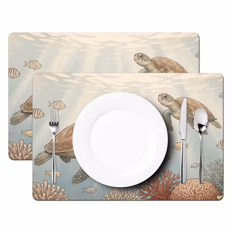 Schildpad - Onderwater - Natuur - Illustratie Placemat vinyl groot -zzsfeer2_Kitchenyeah-website