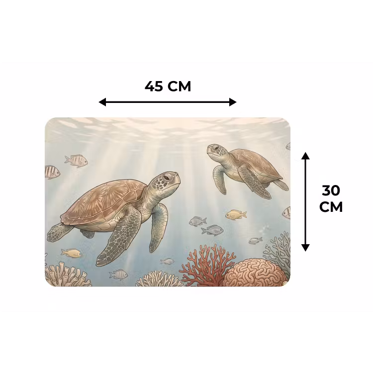 Schildpad - Onderwater - Natuur - Illustratie Placemat vinyl groot -specs