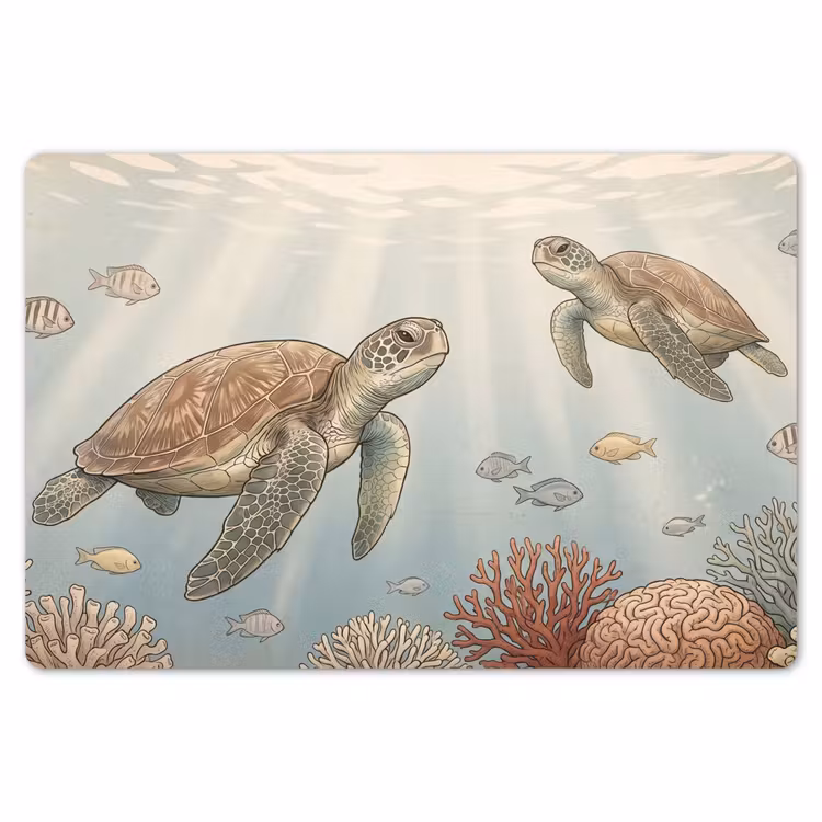 Schildpad - Onderwater - Natuur - Illustratie Placemat vinyl groot -zzsfeer1_Kitchenyeah-website