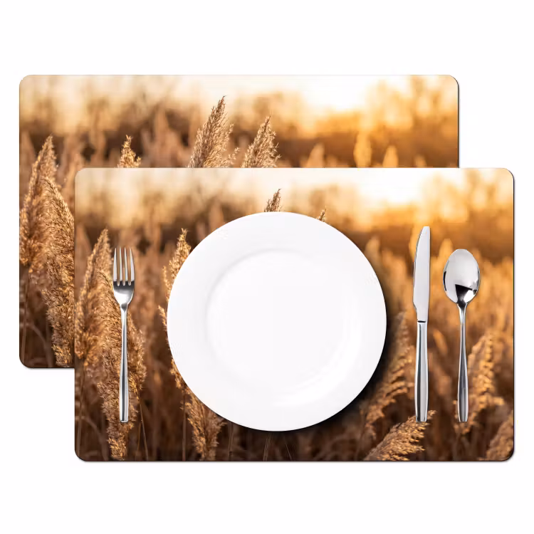 Rietpluimen - Gras - Zonsondergang - Goud - Serene Placemat vinyl groot -zzsfeer2_Kitchenyeah-website