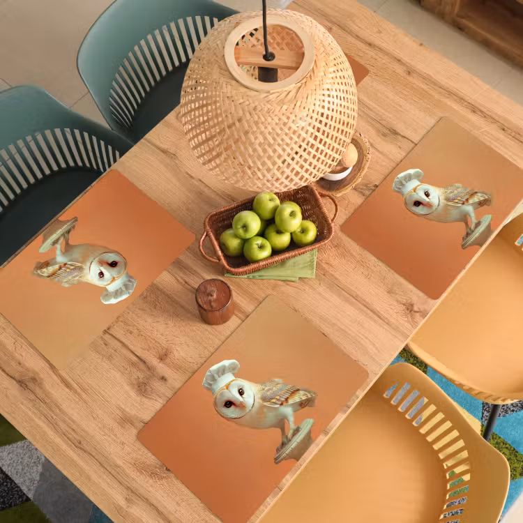Kerkuil - Koksmuts - Oranje - Vogel Placemat vinyl groot -zzsfeer5_Kitchenyeah-website