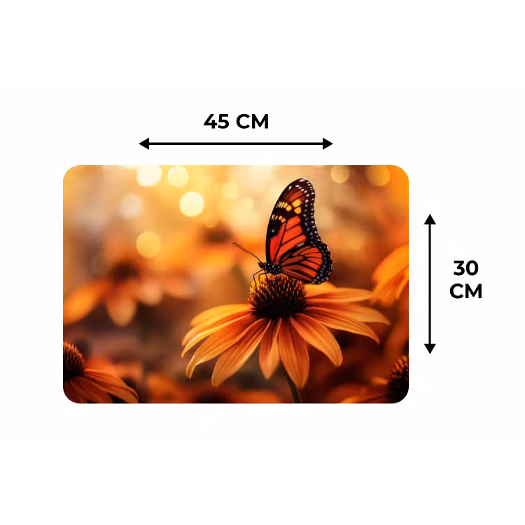 Vlinder - Bloemen - Oranje Placemat vinyl groot -specs