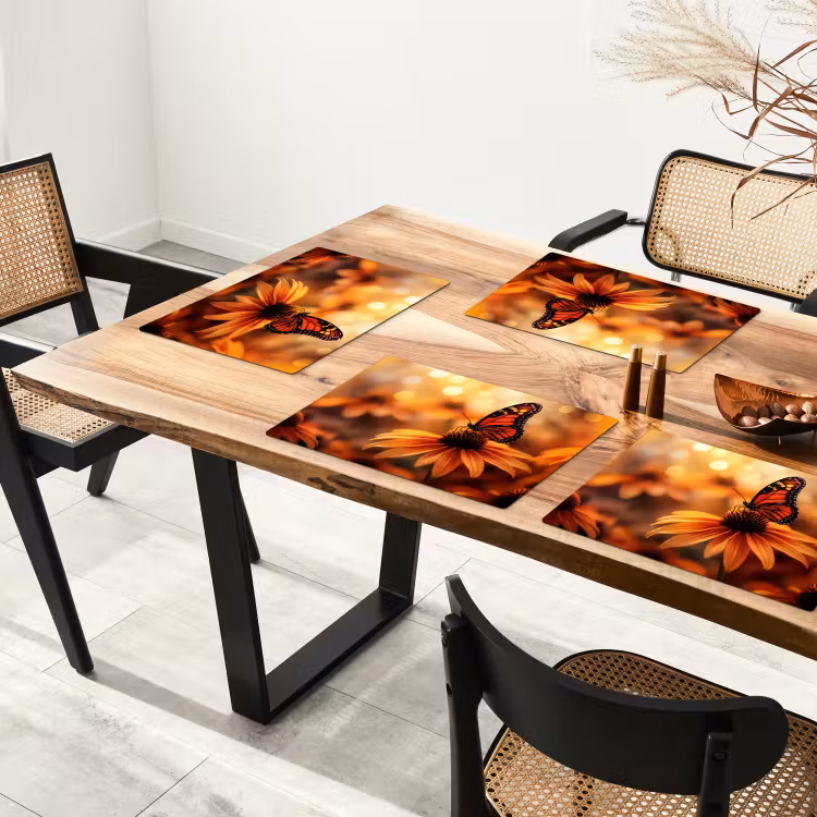 Vlinder - Bloemen - Oranje Placemat vinyl groot -zzsfeer4_Kitchenyeah-website