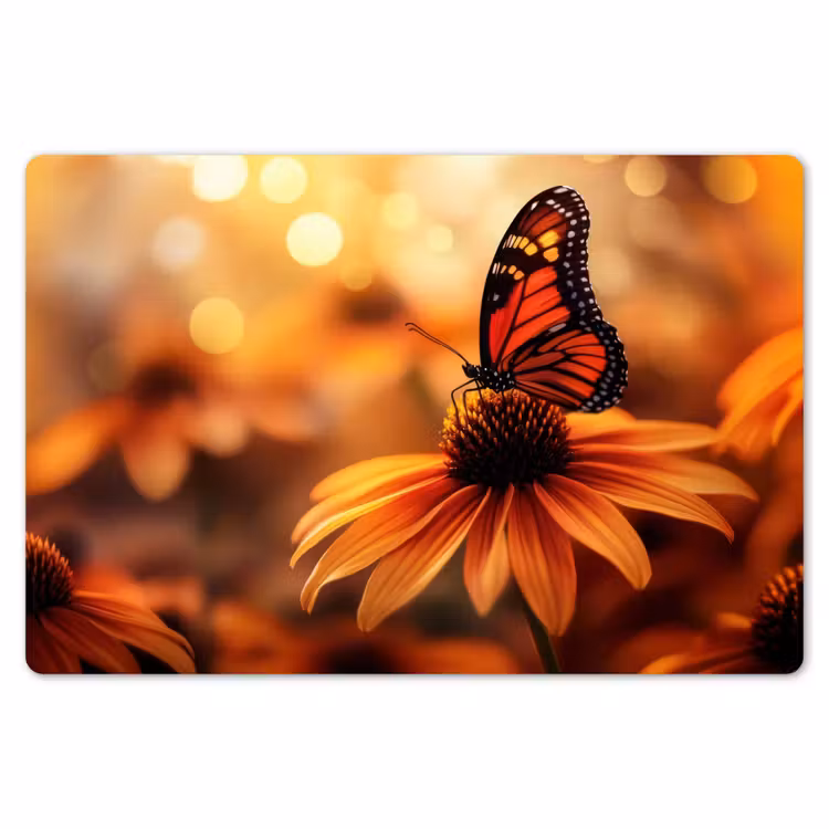 Vlinder - Bloemen - Oranje Placemat vinyl groot -zzsfeer1_Kitchenyeah-website