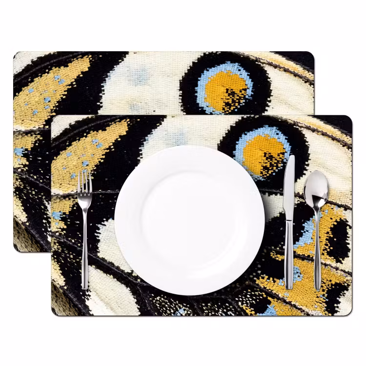 Vlinder - Vleugel - Geel Placemat vinyl groot -zzsfeer2_Kitchenyeah-website