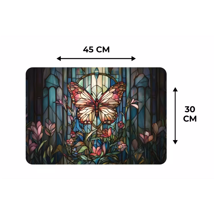 Vlinder - Roze - Bloemen - Bladeren Placemat vinyl groot -specs
