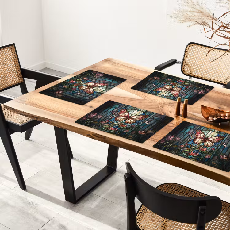 Vlinder - Roze - Bloemen - Bladeren Placemat vinyl groot -zzsfeer4_Kitchenyeah-website