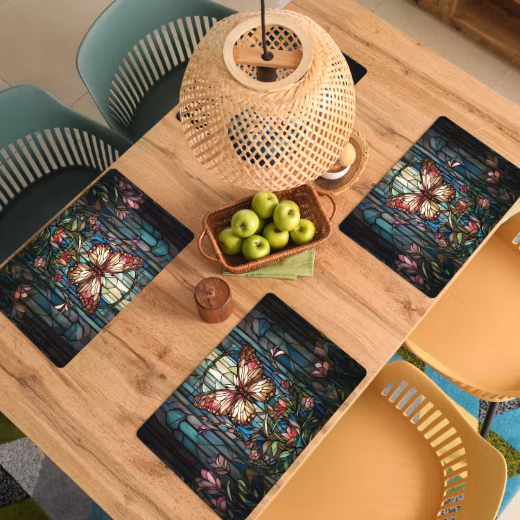 Vlinder - Roze - Bloemen - Bladeren Placemat vinyl groot -zzsfeer5_Kitchenyeah-website