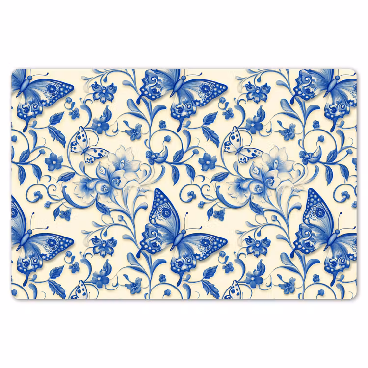Vlinders - Bloemen - Blauw - Botanisch Placemat vinyl groot 368 -zzsfeer1_Kitchenyeah-website