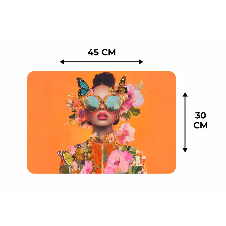 Vlinders - Vrouw - Zonnebril - Kleurrijk Placemat vinyl groot -specs