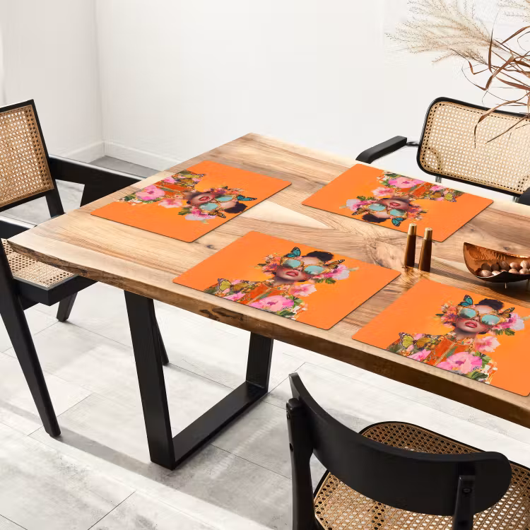 Vlinders - Vrouw - Zonnebril - Kleurrijk Placemat vinyl groot -zzsfeer4_Kitchenyeah-website