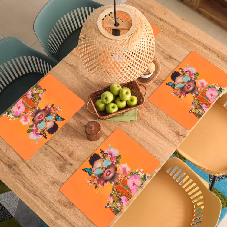 Vlinders - Vrouw - Zonnebril - Kleurrijk Placemat vinyl groot -zzsfeer5_Kitchenyeah-website