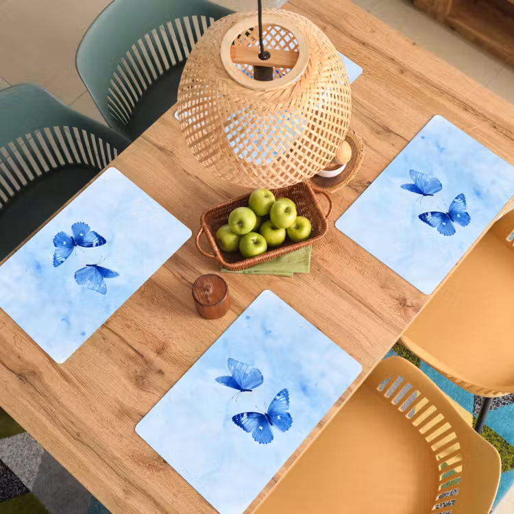 Vlinders - Sierlijk - Blauw Placemat vinyl groot -zzsfeer5_Kitchenyeah-website