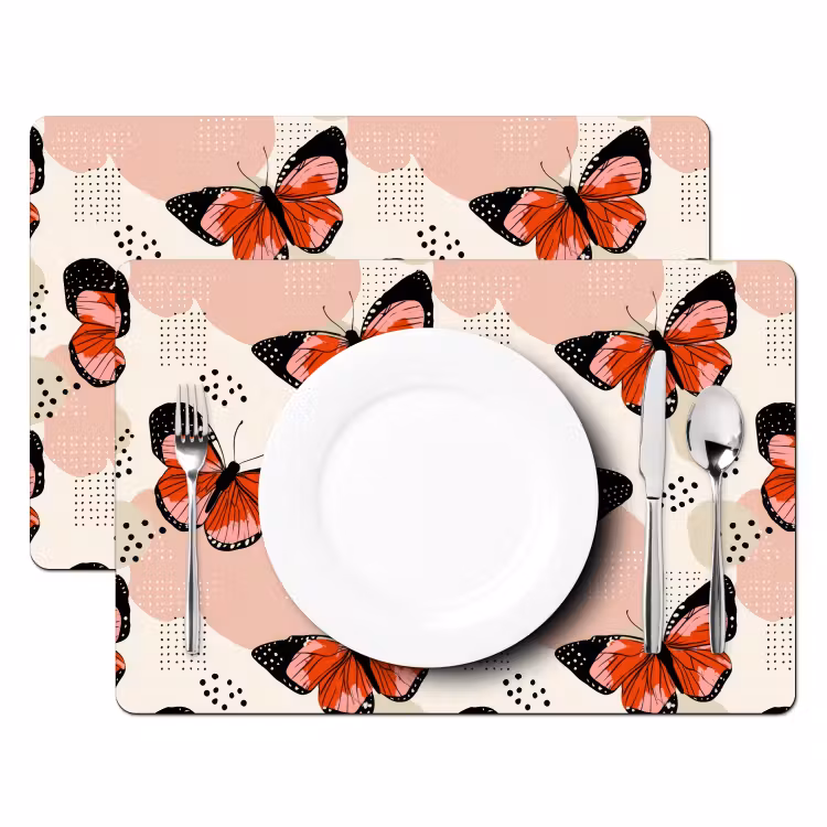 Vlinders - Retro - Kleurrijk Placemat vinyl groot 368 -zzsfeer2_Kitchenyeah-website
