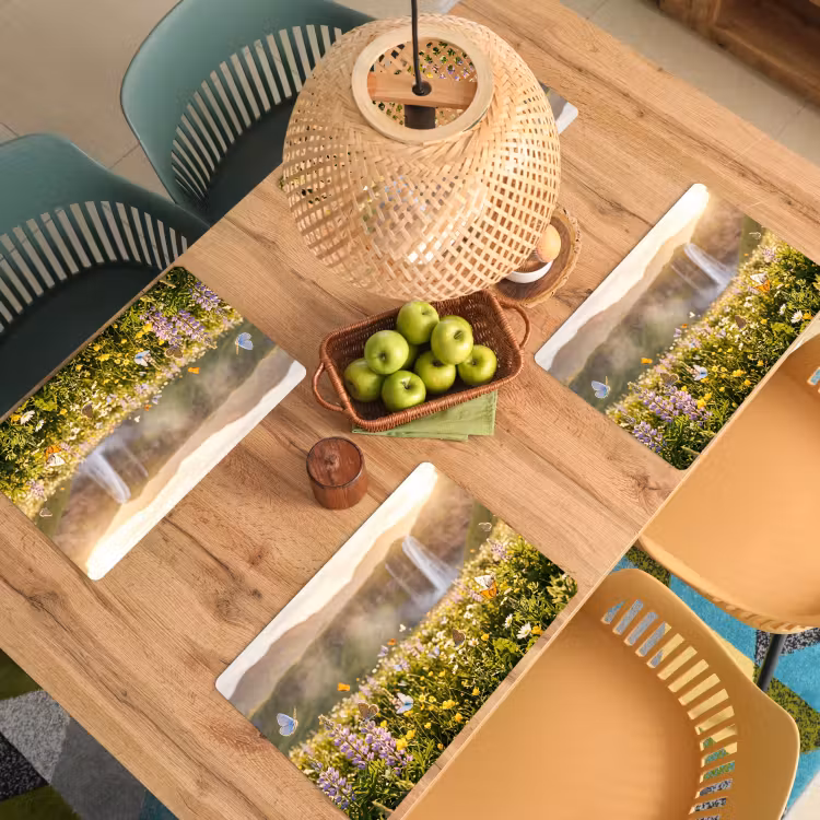 Vlinders - Waterval - Bloemenveld Placemat vinyl groot -zzsfeer5_Kitchenyeah-website