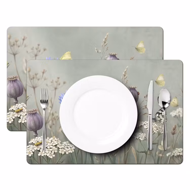 Vlinders - Wildbloemen - Illustratie - Kleurrijk Placemat vinyl groot -zzsfeer2_Kitchenyeah-website