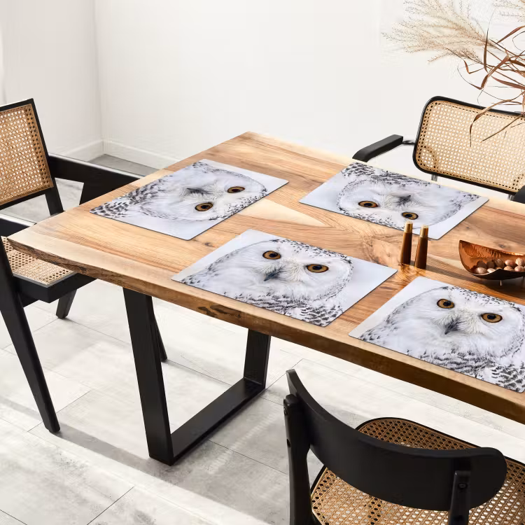 Sneeuwuil - Oog - Wildlife - Wit Placemat vinyl groot -zzsfeer4_Kitchenyeah-website