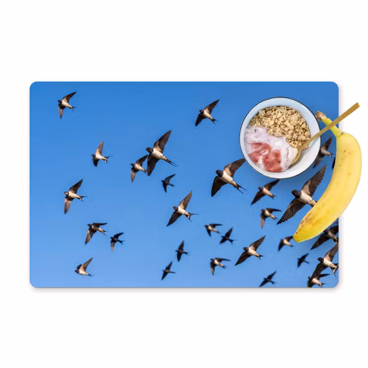 Zwaluwen - Vliegen - Blauw Placemat vinyl groot -zzzproduct_Kitchenyeah-website