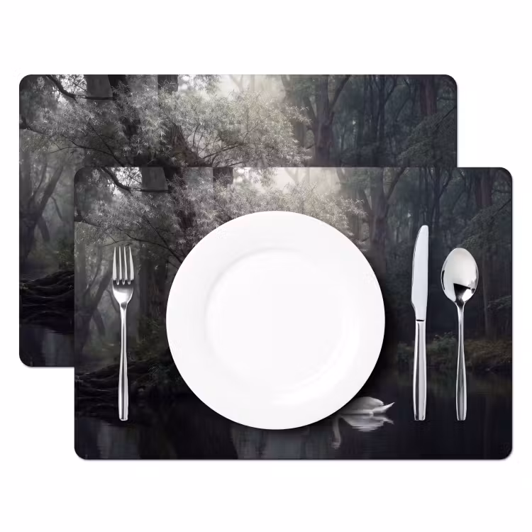 Zwanen - Rivier - Bos Placemat vinyl groot -zzsfeer2_Kitchenyeah-website