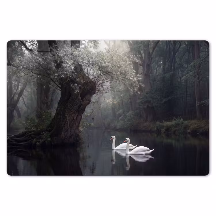 Zwanen - Rivier - Bos Placemat vinyl groot -zzsfeer1_Kitchenyeah-website