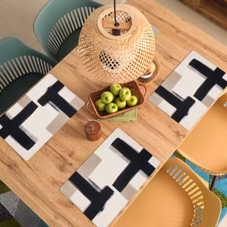 Zwart - Abstract - Japandi Placemat vinyl groot -zzsfeer5_Kitchenyeah-website