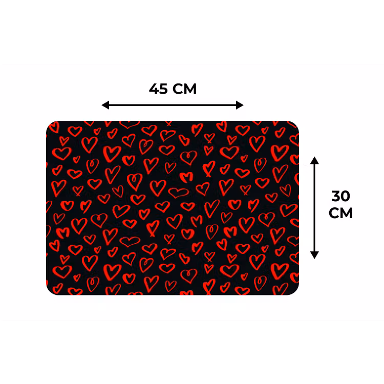 Zwart - Harten - Rood Placemat vinyl groot 368 -specs