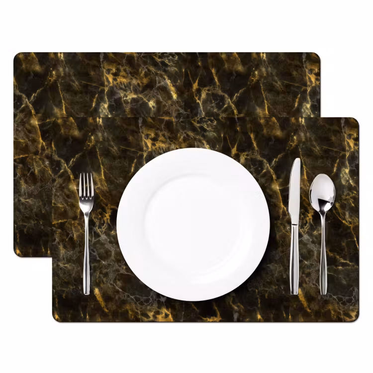 Zwart - Marmer - Goud Placemat vinyl groot 368 -zzsfeer2_Kitchenyeah-website