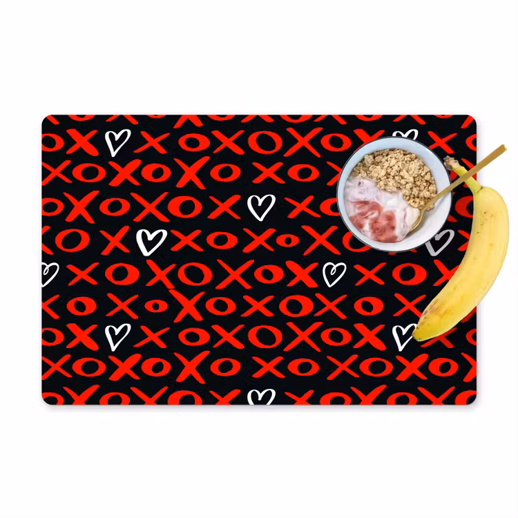 Zwart - Rood - Contrast - Liefde Placemat vinyl groot 368 -zzzproduct_Kitchenyeah-website