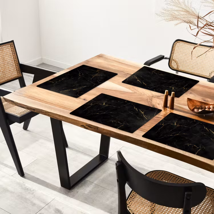 Zwart marmer - Gouden aders - Klassiek Placemat vinyl groot -zzsfeer4_Kitchenyeah-website