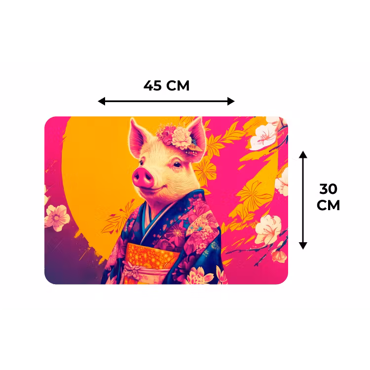 Varken - Bloemkroon - Kimono - Abstract Placemat vinyl groot -specs